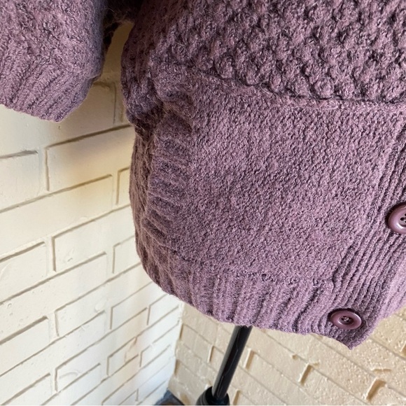 Prana MILONE Cardigan Sweater Womens Medium M Short Batwing Chunky Knit Purple - Picture 3 of 10